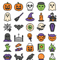halloween icons set