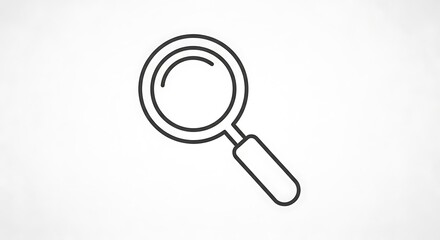 Simple Black Magnifying Glass Icon on Clean White Background