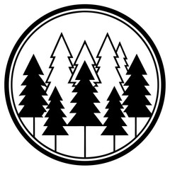 Obraz premium Minimalist Forest Emblem Pine Tree Line Art for Eco Brands