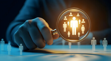 Find ideal candidate for your company with this focused HR headhunting strategy using a magnifying glass