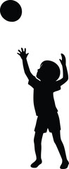 child tossing a ball in the air on white backgroun.eps