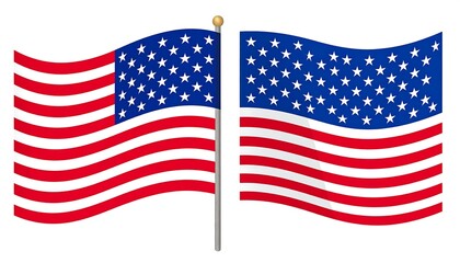 Fototapeta premium Two American flags waving