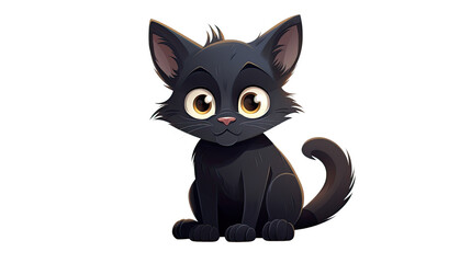Obraz premium a sleek black cartoon cat with large eyes on white background
