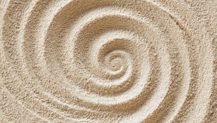Spiral pattern in light beige sand