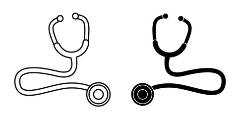 Stethoscope Icon Collection &ndash; Flat Design Vector Illustration on White Background. Medical instrument collection suitable for healthcare, hospital, clinic, doctor, nurse, and pharmacy.