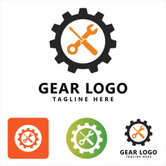 Wrench and gear cogwheel icon vector flat design