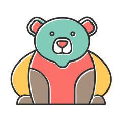 Illustration of a colorful cartoon bear with red shirt
