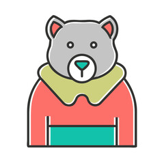 Illustration of a bear wearing a red and green sweater