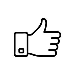 Outline drawing of a thumbs up hand gesture in black