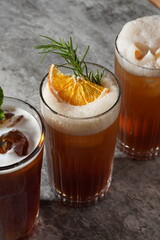iced tea with dried orange and rosemary