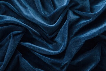 Deep indigo blue velvet fabric, draped in swirling folds