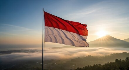 National flag over scenic landscape