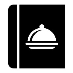 Fototapeta premium Black cookbook icon with white serving dish recipe