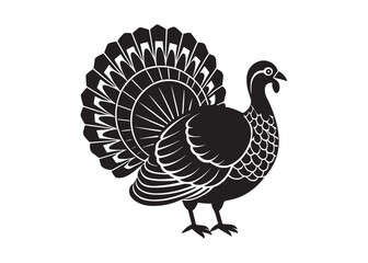Turkey Silhouette Vector Illustration Isolated on White Background.