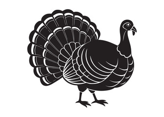 Turkey Silhouette Vector Illustration Isolated on White Background.