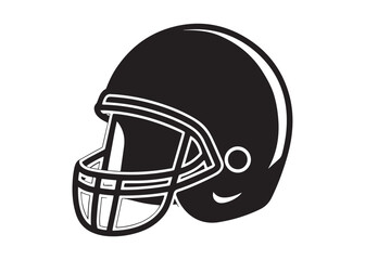 Silhouette of American Football Helmet Vector Sports Equipment Icon.