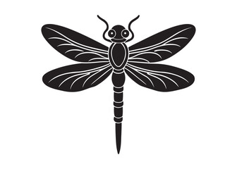 Dragonfly Silhouette Vector Isolated on White Background.