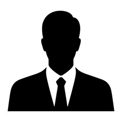 Black silhouette of a man in a suit and tie male person