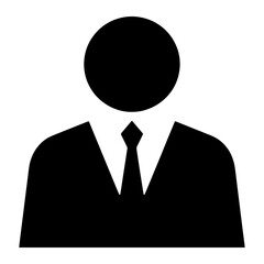 Black silhouette of a person in a suit and tie business