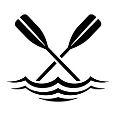 Crossed oars on water waves rowing black