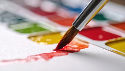 Naklejka premium Close Up Watercolor Painting Brush Stroke On White Paper