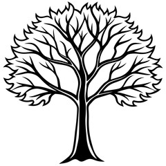 Fototapeta premium Minimalist Tree Vector Black Silhouette Nature Illustration