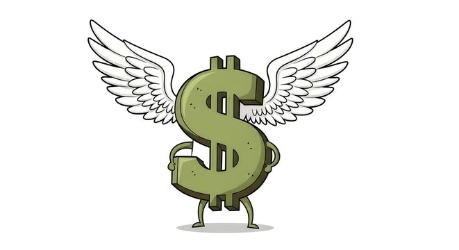 A dollar sign with wings