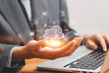 The concept of cloud file storage and backup, Cloud based file storage and secure data backup solution with encrypted privacy protection. real-time synchronization, and access for file management.