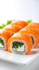 Salmon sushi rolls on a plate (2)