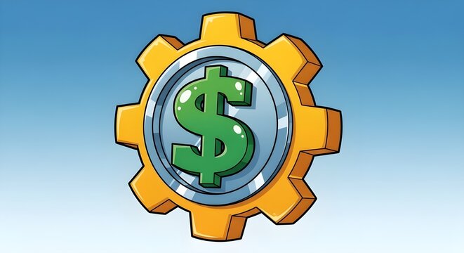 A gear with a dollar sign