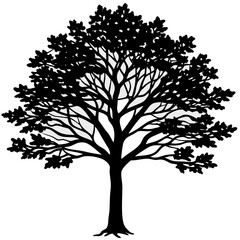 Obraz premium Black Tree Silhouette Vector Minimalist Nature Logo Illustration 