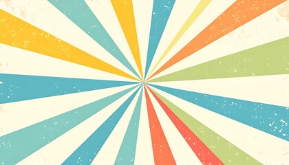 Retro sunburst design with pastel colors and a distressed texture