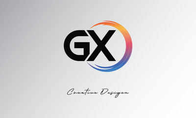 GX Creative Letter Logo with Gradient Circular Swirl – Modern, Colorful, and Versatile Branding Identity Design Template