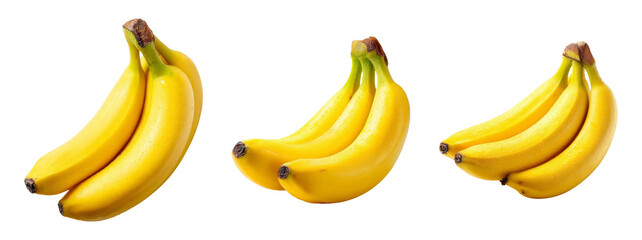 Fresh and Ripe Yellow Bananas Isolated on White Background