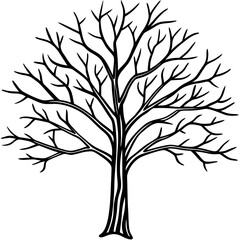 Obraz premium Black Silhouette Tree Vector Minimalist Winter Nature Branch Design