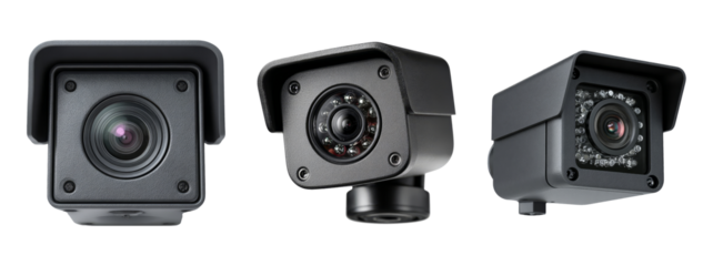 Set of Three Different Security Cameras for Surveillance Use