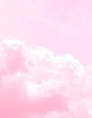 Soft pink sky with fluffy white clouds