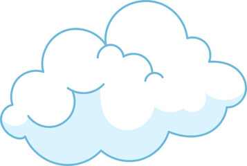 Cartoon Cloud Vector – Cute Blue Outline Sky Elements