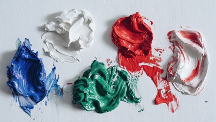 Artist's palette with thick, textured paint strokes in various colors