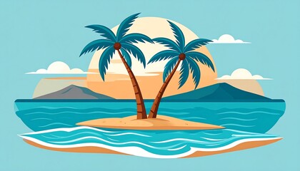 Tropical Island Sunset Scene