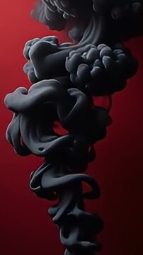 4K smoke background, black smoke on red, crimson smoke loop, heavy smoke animation, smoke billowing sideways, dark atmospheric background, smoke texture loop, seamless smoke effect, red black smoke 