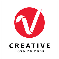 V letter icon design template element