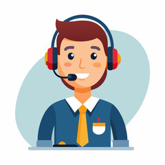 Friendly male customer service representative wearing a headset and smiling