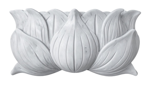 Elegant marble lotus flower carving adds timeless beauty and serene sophistication to any design project