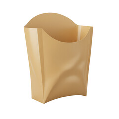3D Render of a Brown Paper French Fry Container Isolated on Transparent Background