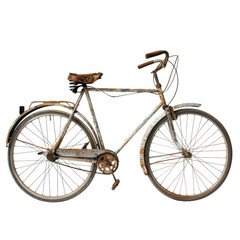 Vintage Bicycle with Rusty Frame and Classic Design Elements