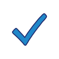 Blue check mark icon – stock vector flat illustration