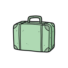 Simple green suitcase with handle – stock vector flat illustration
