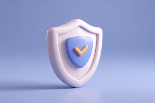 Digital security shield protecting online privacy virtual space 3d render minimalist style close-up perspective cybersecurity concept