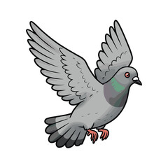 Fototapeta premium Detailed cartoon illustration of a flying pigeon with outstretched wings – stock vector flat illustration